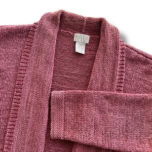 Sigrid Olsen Sport Med. Petite Rose Pink Salmon Shawl Collar Open Front Cardigan
